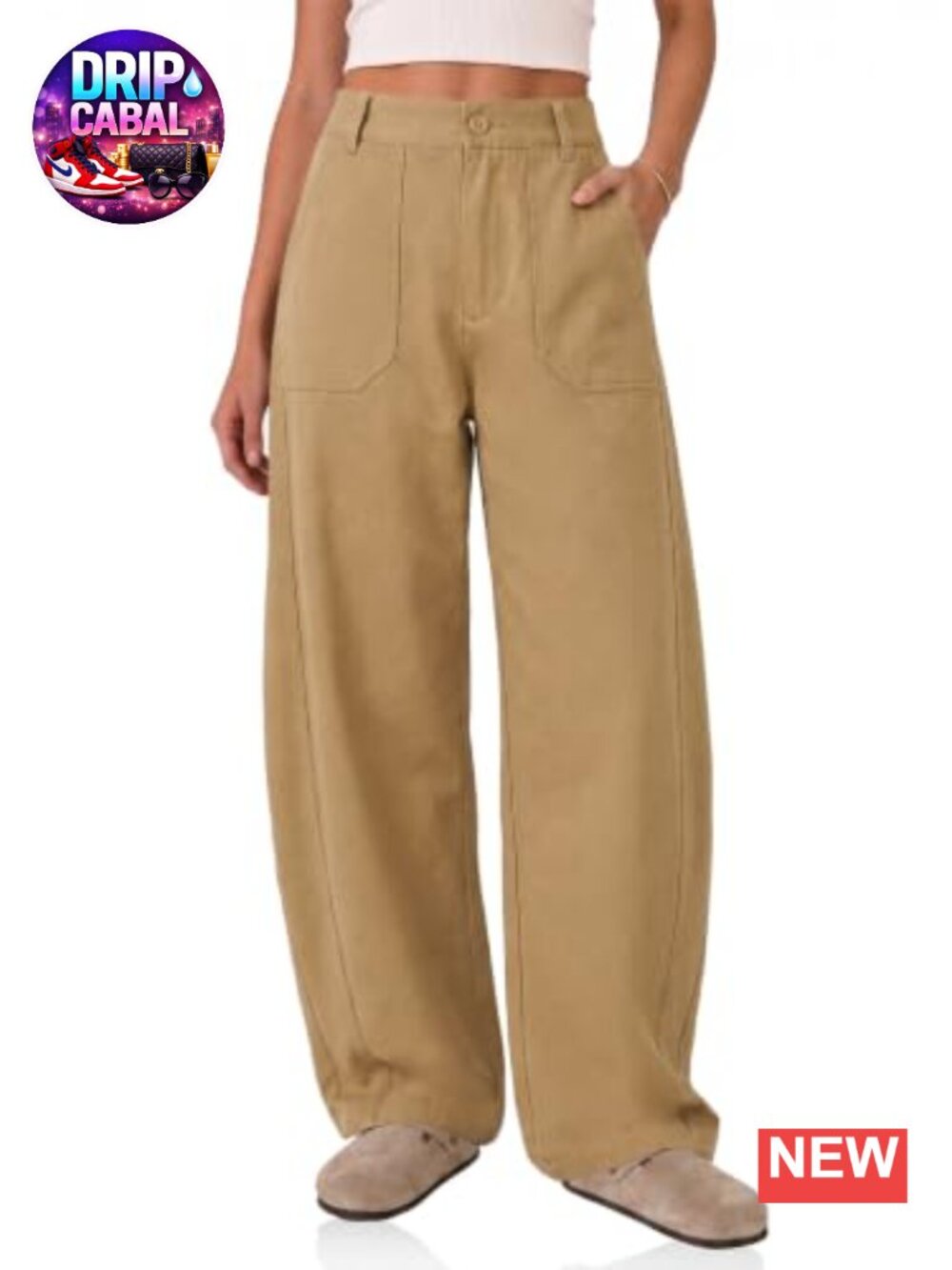 High Waisted Wide Leg Barrel Pants with Pockets